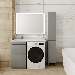 Style Line Тумба с раковиной под стиральную машину Даллас 110 L Люкс Plus серая – фотография-6